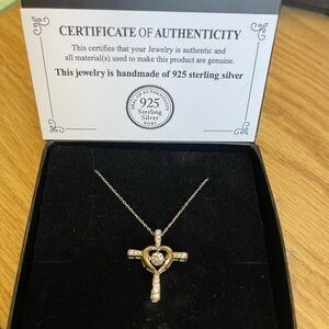 NEW Beautiful Heart Cross Necklace Pendant 925 Sterling Silver